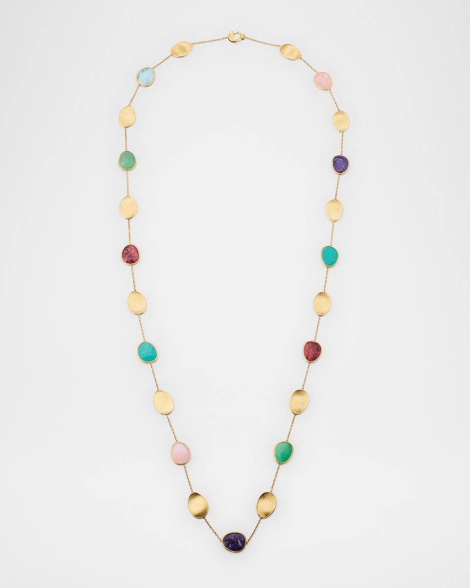 Lunaria 18K Yellow Gold Necklace with Mixed Stones